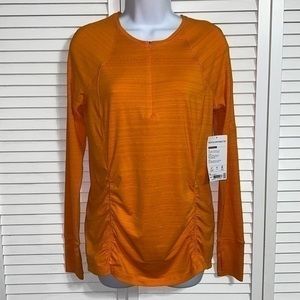 Athleta Orange Pacifica Contoured Long Sleeves Top